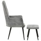 vidaXL Ohrensessel mit Hocker Grau Vintage Canvas vidaXL Ohrensessel mit Hocker Grau Vintage Canvas