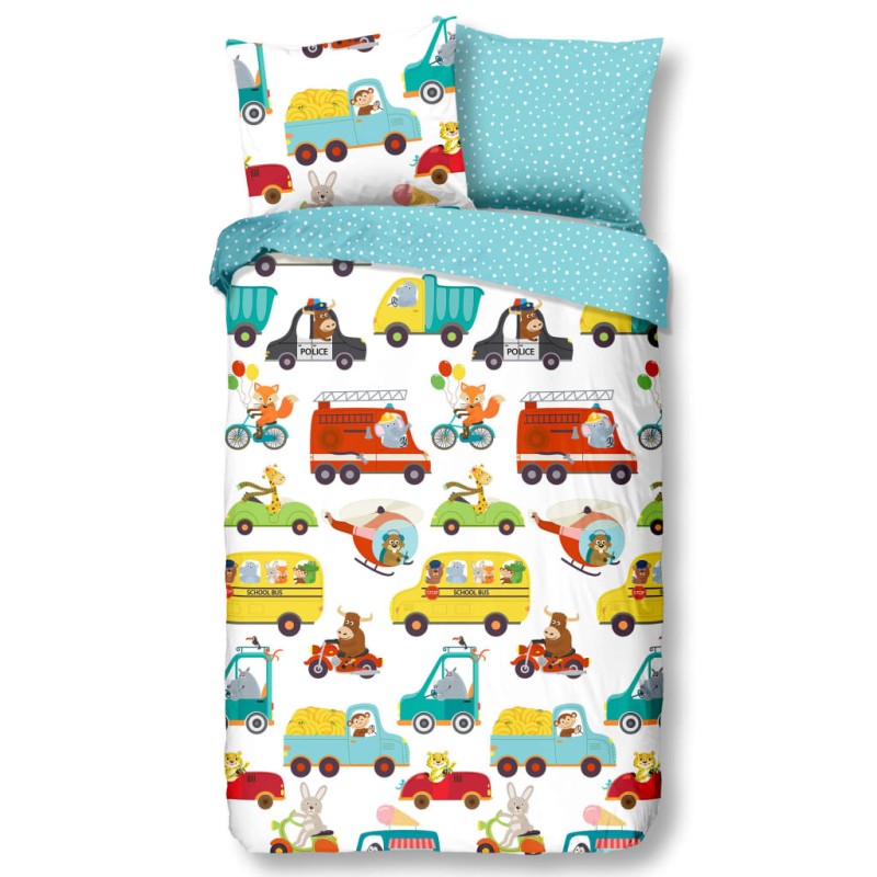 Good Morning Kinder-Bettwäsche-Set TRAFFIC 140x200/220 cm Mehrfarbig Good Morning Kinder-Bettwäsche-Set TRAFFIC 140x200/220 cm Mehrfarbig