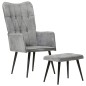 vidaXL Ohrensessel mit Hocker Grau Vintage Canvas vidaXL Ohrensessel mit Hocker Grau Vintage Canvas