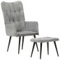 vidaXL Ohrensessel mit Hocker Grau Vintage Canvas vidaXL Ohrensessel mit Hocker Grau Vintage Canvas