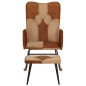 Schaukelstuhl mit Hocker Braun Echtleder und Canvas Schaukelstuhl mit Hocker Braun Echtleder und Canvas