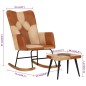 Schaukelstuhl mit Hocker Braun Echtleder und Canvas Schaukelstuhl mit Hocker Braun Echtleder und Canvas