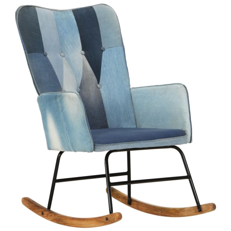 Schaukelsessel Blau Denim Patchwork Canvas Schaukelsessel Blau Denim Patchwork Canvas