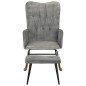 vidaXL Schaukelstuhl mit Hocker Grau Vintage Canvas vidaXL Schaukelstuhl mit Hocker Grau Vintage Canvas