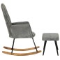 vidaXL Schaukelstuhl mit Hocker Grau Vintage Canvas vidaXL Schaukelstuhl mit Hocker Grau Vintage Canvas