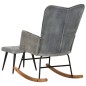 vidaXL Schaukelstuhl mit Hocker Grau Vintage Canvas vidaXL Schaukelstuhl mit Hocker Grau Vintage Canvas
