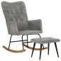 vidaXL Schaukelstuhl mit Hocker Grau Vintage Canvas vidaXL Schaukelstuhl mit Hocker Grau Vintage Canvas