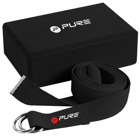 Pure2Improve Yoga-Block und Gurt-Set Schwarz 