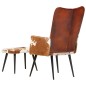 vidaXL Ohrensessel mit Hocker Braun Echtleder vidaXL Ohrensessel mit Hocker Braun Echtleder