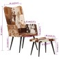 vidaXL Ohrensessel mit Hocker Braun Echtleder vidaXL Ohrensessel mit Hocker Braun Echtleder