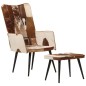 vidaXL Ohrensessel mit Hocker Braun Echtleder vidaXL Ohrensessel mit Hocker Braun Echtleder