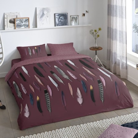 Good Morning Bettwäsche-Set FEATHERS 135x200 cm Bordeaux