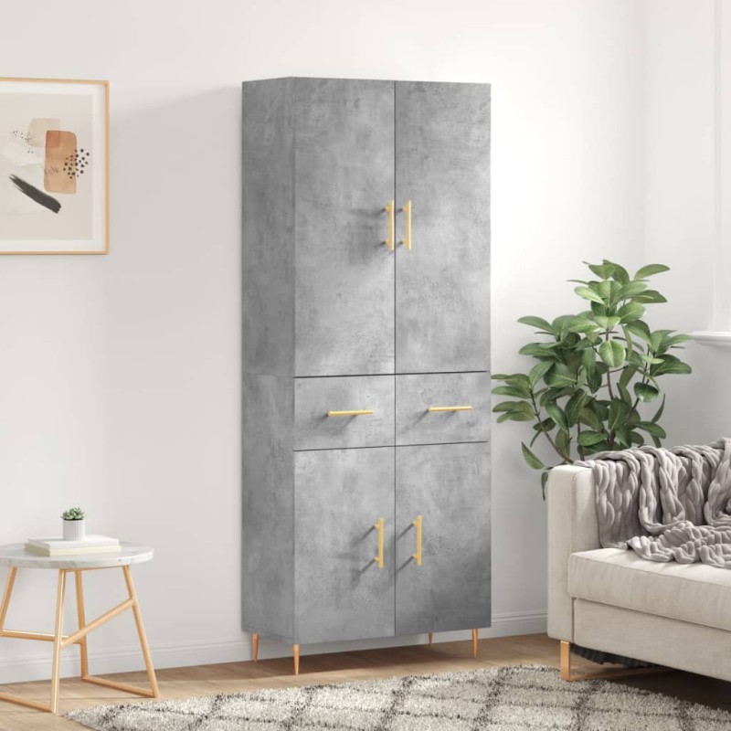 Highboard Betongrau 69,5x34x180 cm Holzwerkstoff Highboard Betongrau 69,5x34x180 cm Holzwerkstoff