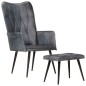 vidaXL Ohrensessel mit Hocker Grau Echtleder vidaXL Ohrensessel mit Hocker Grau Echtleder