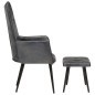 vidaXL Ohrensessel mit Hocker Grau Echtleder vidaXL Ohrensessel mit Hocker Grau Echtleder