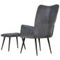 vidaXL Ohrensessel mit Hocker Grau Echtleder vidaXL Ohrensessel mit Hocker Grau Echtleder
