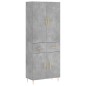 Highboard Betongrau 69,5x34x180 cm Holzwerkstoff Highboard Betongrau 69,5x34x180 cm Holzwerkstoff