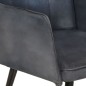 vidaXL Ohrensessel mit Hocker Grau Echtleder vidaXL Ohrensessel mit Hocker Grau Echtleder