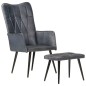 vidaXL Ohrensessel mit Hocker Grau Echtleder vidaXL Ohrensessel mit Hocker Grau Echtleder