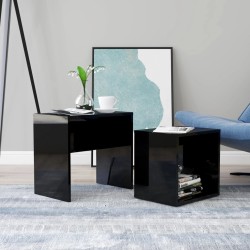vidaXL Couchtisch-Set Hochglanz-Schwarz 48x30x45 cm Holzwerkstoff