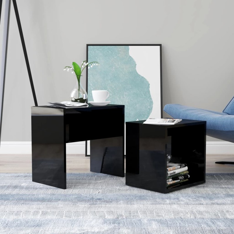 vidaXL Couchtisch-Set Hochglanz-Schwarz 48x30x45 cm Holzwerkstoff vidaXL Couchtisch-Set Hochglanz-Schwarz 48x30x45 cm Holzwerkstoff