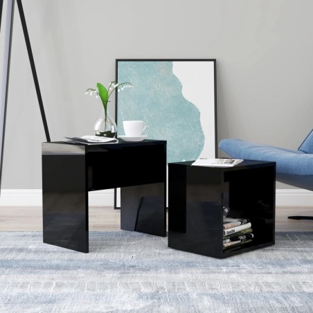vidaXL Couchtisch-Set Hochglanz-Schwarz 48x30x45 cm Holzwerkstoff