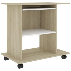 vidaXL Schreibtisch Weiß und Sonoma-Eiche 80x50x75 cm Holzwerkstoff