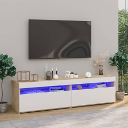 vidaXL TV-Schränke 2 Stk. mit LED-Leuchten Weiß & Sonoma 75x35x40 cm