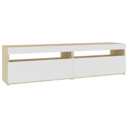 vidaXL TV-Schränke 2 Stk. mit LED-Leuchten Weiß & Sonoma 75x35x40 cm