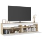 vidaXL TV-Schränke 2 Stk. mit LED-Leuchten Weiß & Sonoma 75x35x40 cm vidaXL TV-Schränke 2 Stk. mit LED-Leuchten Weiß & Sonoma 75x35x40 cm