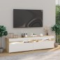 vidaXL TV-Schränke 2 Stk. mit LED-Leuchten Weiß & Sonoma 75x35x40 cm vidaXL TV-Schränke 2 Stk. mit LED-Leuchten Weiß & Sonoma 75x35x40 cm