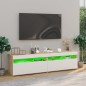 vidaXL TV-Schränke 2 Stk. mit LED-Leuchten Weiß & Sonoma 75x35x40 cm vidaXL TV-Schränke 2 Stk. mit LED-Leuchten Weiß & Sonoma 75x35x40 cm