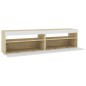 vidaXL TV-Schränke 2 Stk. mit LED-Leuchten Weiß & Sonoma 75x35x40 cm vidaXL TV-Schränke 2 Stk. mit LED-Leuchten Weiß & Sonoma 75x35x40 cm