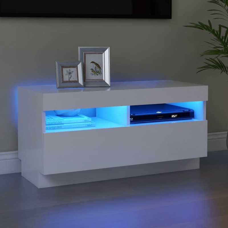 vidaXL TV-Schrank mit LED-Leuchten Weiß 80x35x40 cm vidaXL TV-Schrank mit LED-Leuchten Weiß 80x35x40 cm