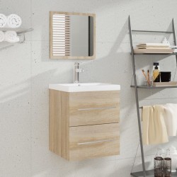 vidaXL Badschrank mit Spiegel Sonoma-Eiche 41x38,5x48 cm 
