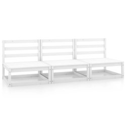 vidaXL Garten-Mittelsofas 3 Stk. Weiß Kiefer Massivholz 