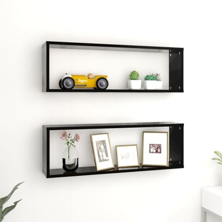 vidaXL Würfelregale 2 Stk. Schwarz 80x15x26,5 cm Holzwerkstoff
