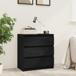vidaXL Nachttisch Schwarz 60x36x64 cm Kiefer Massivholz
