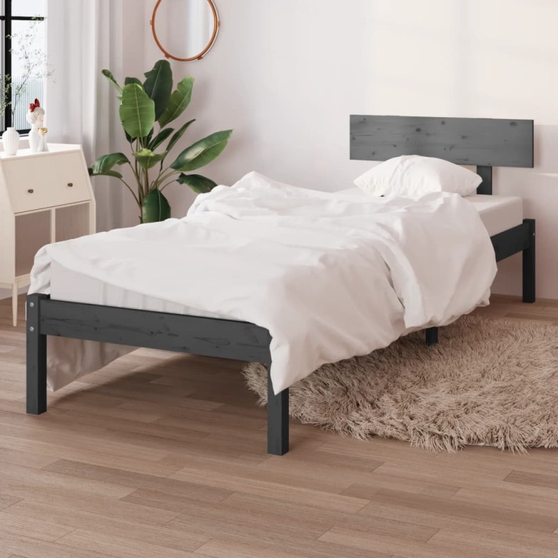 vidaXL Massivholzbett Grau 75x190 cm vidaXL Massivholzbett Grau 75x190 cm