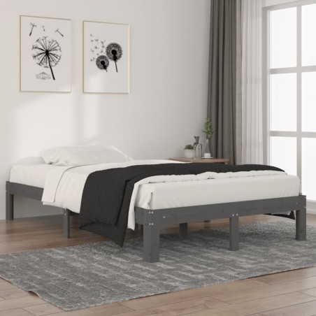 vidaXL Massivholzbett Grau Kiefer 120x200 cm