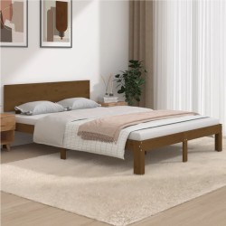 vidaXL Massivholzbett Honigbraun 135x190 cm
