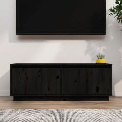 vidaXL TV-Schrank Schwarz 110x34x40 cm Massivholz Kiefer