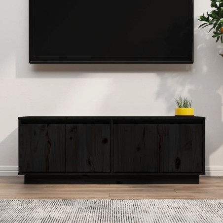 vidaXL TV-Schrank Schwarz 110x34x40 cm Massivholz Kiefer
