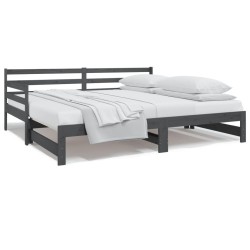 vidaXL Tagesbett Ausziehbar Grau 2x(80x200) cm Massivholz Kiefer