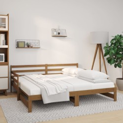 vidaXL Tagesbett Ausziehbar Honigbraun 2x(80x200) cm Massivholz Kiefer