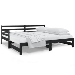 vidaXL Tagesbett Ausziehbar Schwarz 2x(80x200) cm Massivholz Kiefer