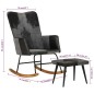 Schaukelstuhl mit Hocker Schwarz Echtleder und Canvas Schaukelstuhl mit Hocker Schwarz Echtleder und Canvas