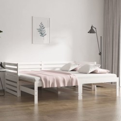 vidaXL Tagesbett Ausziehbar Weiß 2x(80x200) cm Massivholz Kiefer