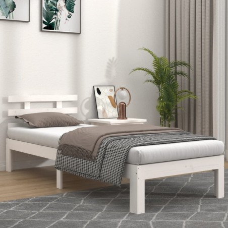 vidaXL Massivholzbett Weiß 75x190 cm