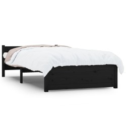 vidaXL Massivholzbett Schwarz 90x190 cm